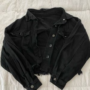 Black cropped jean jacket